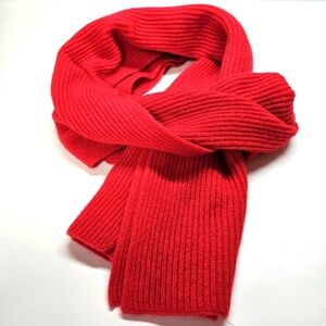 Fisher's Finery Black Label Ribbed Knit 100% Cashmere Cardinal Red Scarf Unisex